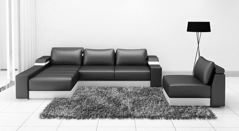 Ecksofa Eck Sofa Couch Polster Wohnlandschaft Chaiselounge Leder Garnitur