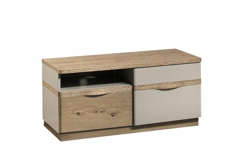 TV Lowboard Board Schrank Fernsehtisch Unterschank RTV Kommode Grau Natur