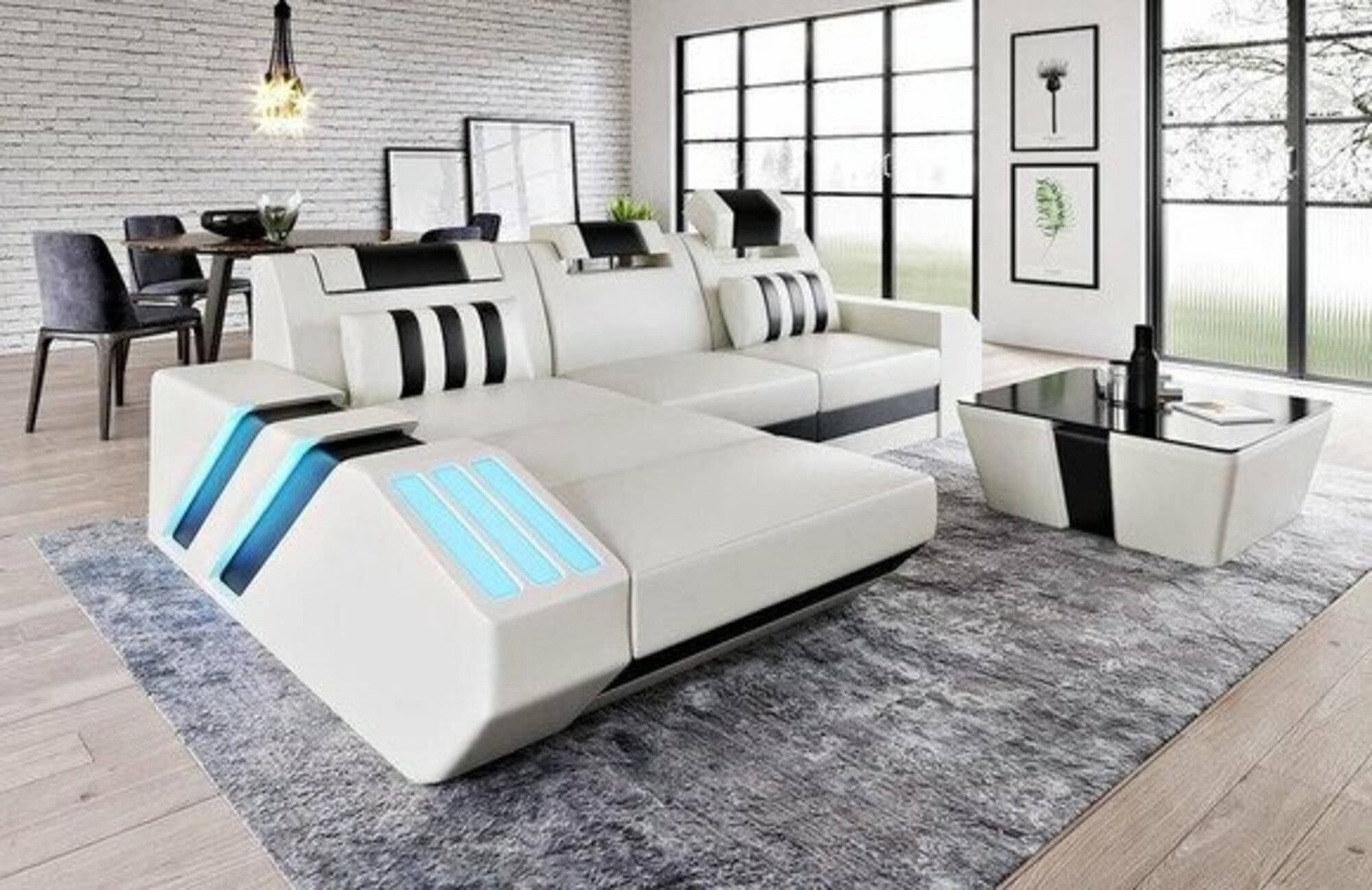 Wohnlandschaft Beleuchtung Ledersofa Couch Polster Ecksofa Modern Sofa Big XXL Wohnlandschaft Beleuchtung Ledersofa Couch Polster Ecksofa Modern Sofa Big XXL