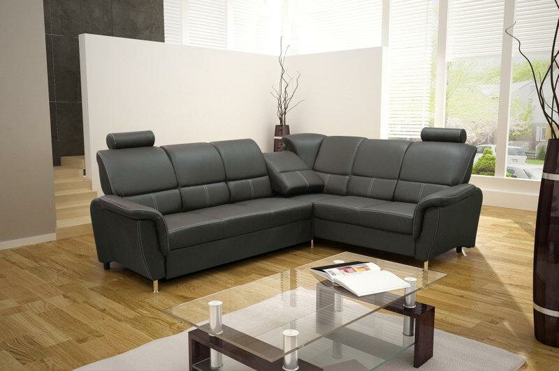 Schwarz Schlafsofa Designer Sofa mit Bettfunktion + Bettkasten Ecksofa Couch Schwarz Schlafsofa Designer Sofa mit Bettfunktion + Bettkasten Ecksofa Couch