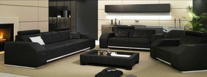Sofagarnitur Couch Polster Leder Sofa 3+2+1 Klassische Couchen Jarkson