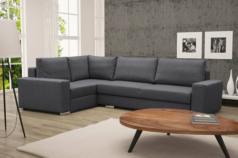 Sofa Schlafsofa Designer Sofa mit Bettfunktion + Bettkasten Grau Ecksofa Couch Sofa Schlafsofa Designer Sofa mit Bettfunktion + Bettkasten Grau Ecksofa Couch