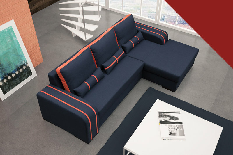Sofa Schlafsofa Designer Sofa mit Bettfunktion + Bettkasten Schwarz Ecksofa Sofa Schlafsofa Designer Sofa mit Bettfunktion + Bettkasten Schwarz Ecksofa