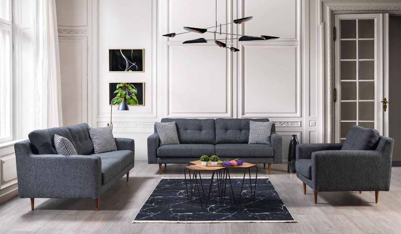 Graue Wohnzimmer Sitzgarnitur LuxuriÃ¶se Sofas Designer Lehnsessel 3tlg