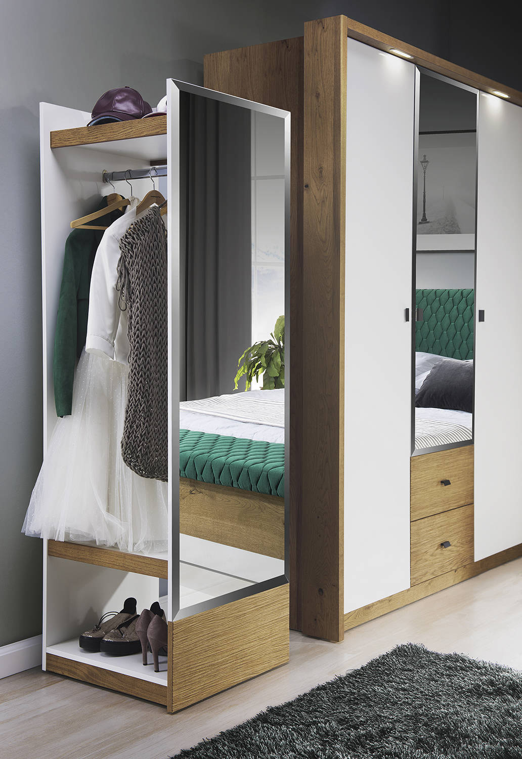 Garderobe Spiegel Schrank Schlafzimmer Schwebe TÃ¼ren 55 cm Kleider SchrÃ¤nke Sofort