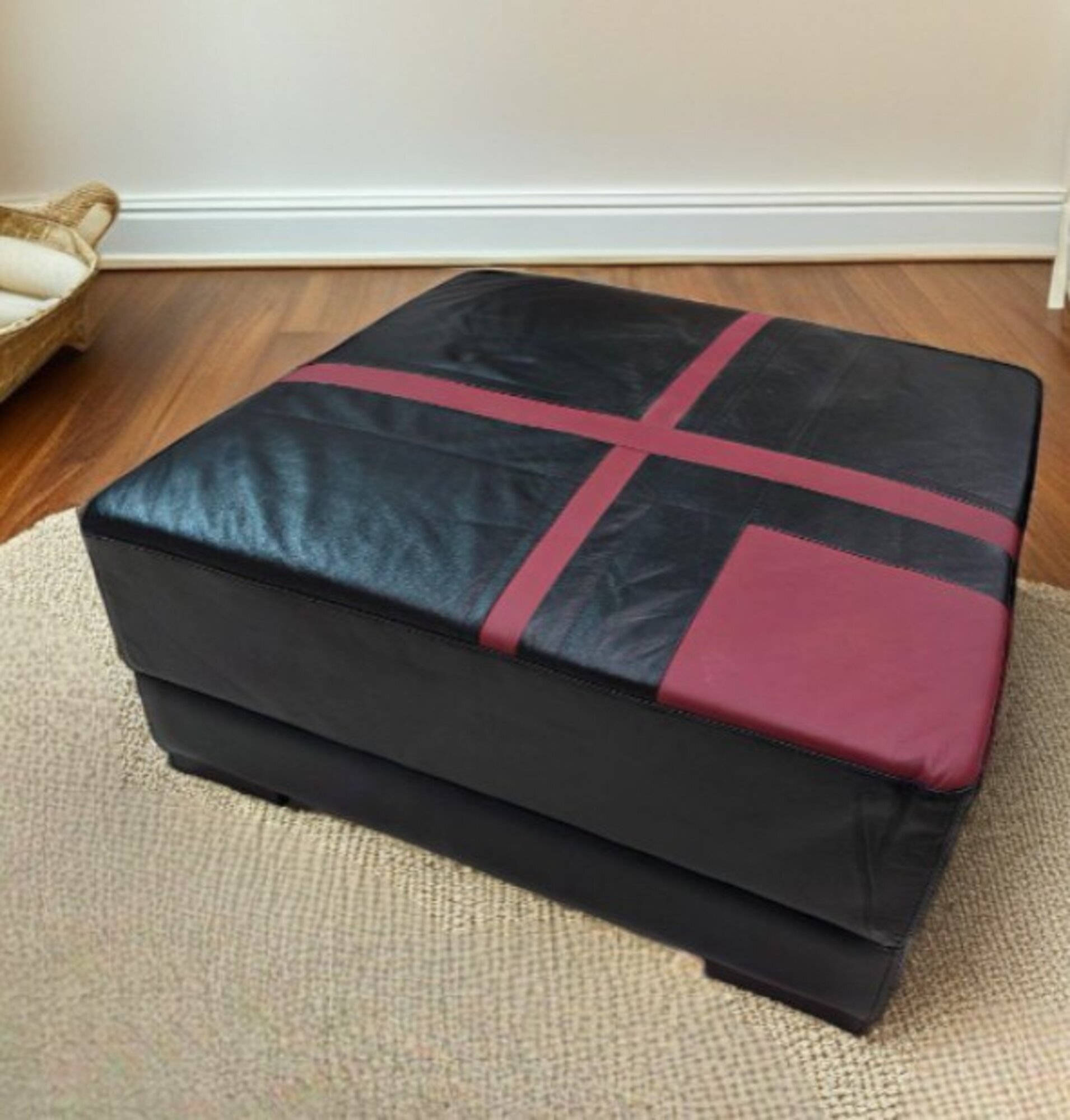 FuÃhocker Hocker Lederhocker Polster Ottomane Schwarz Sofort lieferbar Sofort