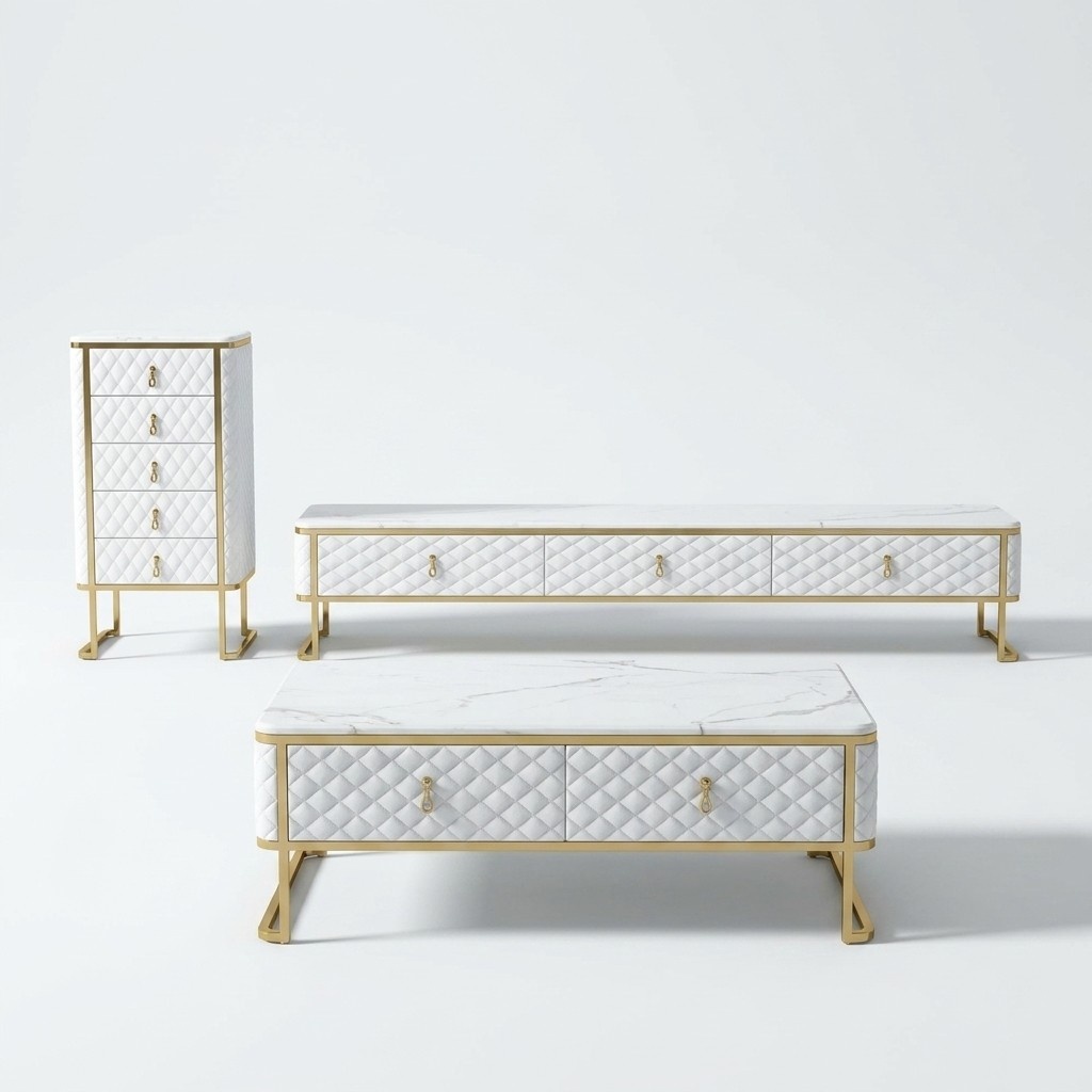 3tlg.WohnzimmermÃ¶bel Set Designer Wohnzimmer Sideboard+Couchtisch