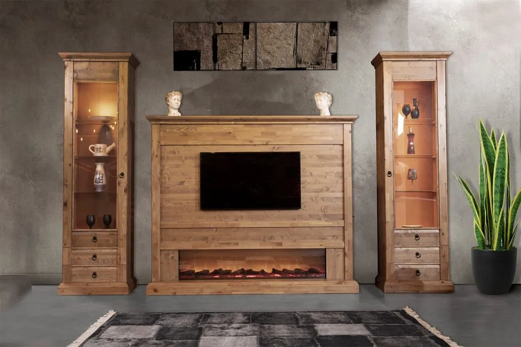 Wohnwand TV-Wand Holz Stil Wohnzimmer MÃ¶bel Schrank WohnwÃ¤nde SchrÃ¤nke