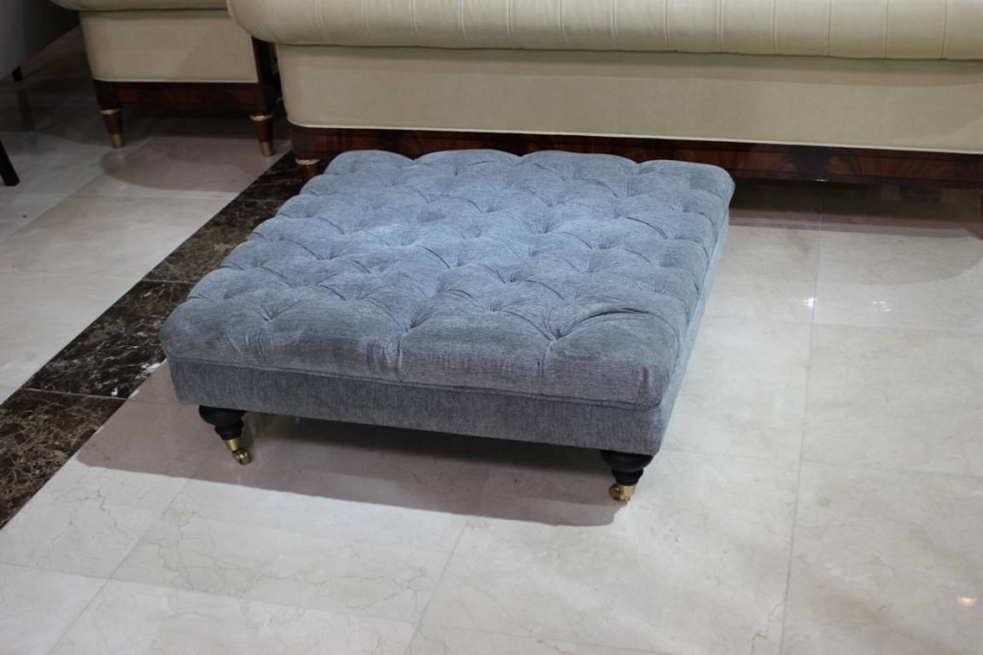 Chesterfield Hocker FuÃhocker Sitzhocker Sitzpouf Wohnzimmer Pufa Textil Sofort