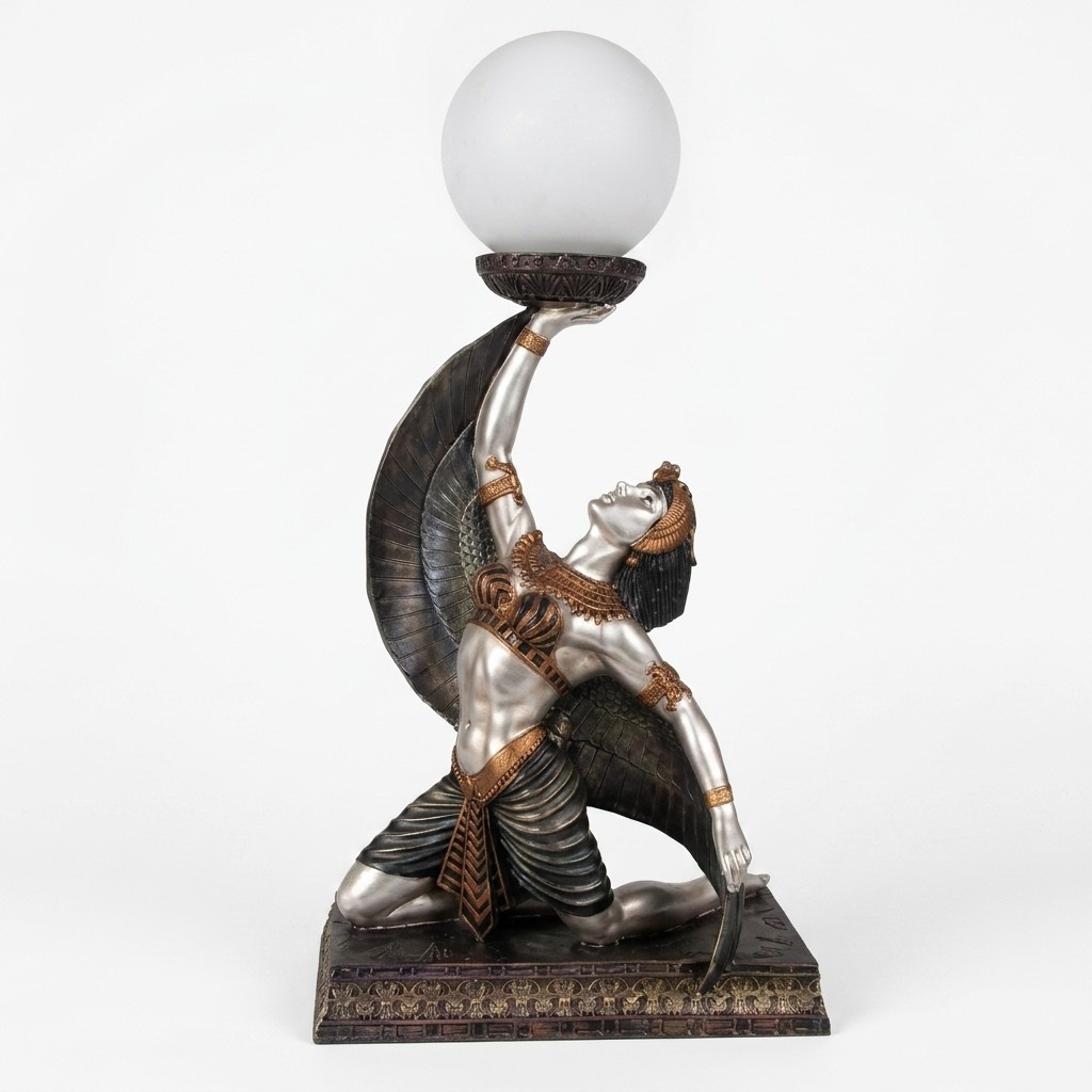 Ãgyptische Figur Lampe Tisch Steh Lampen Statue Kleopatra 49cm Statuen