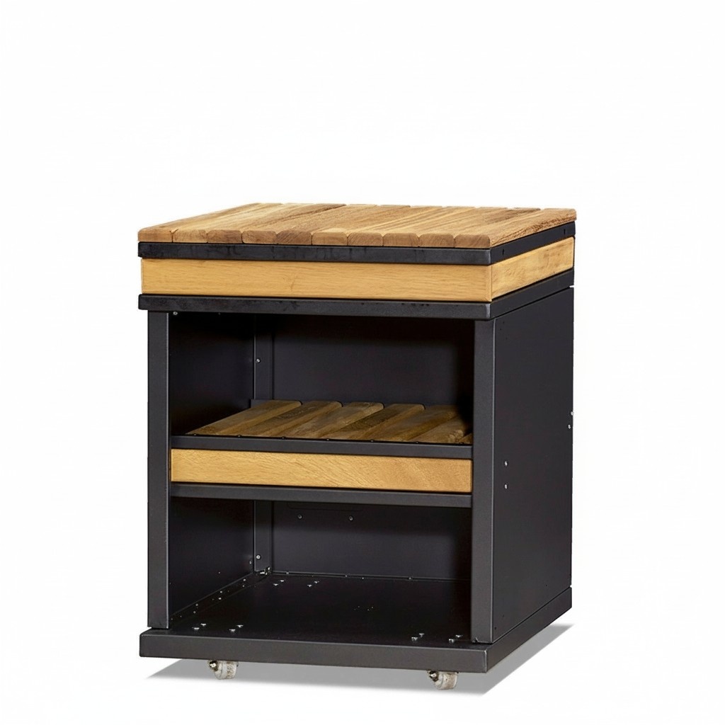 AuÃenkÃ¼chenmodul aus Holz und Edelstahl in Braun fÃ¼r Garten