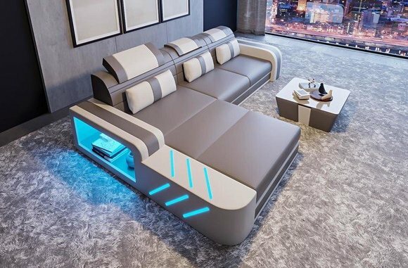 Design Sofa Couch Sitz Leder Polster Modern Garnitur Wohnlandschaft Ecksofa
