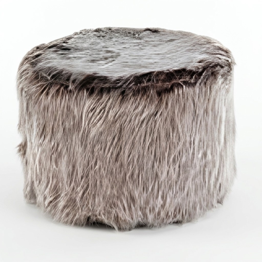 Beiger Holz-Textil Hocker im modernen Design