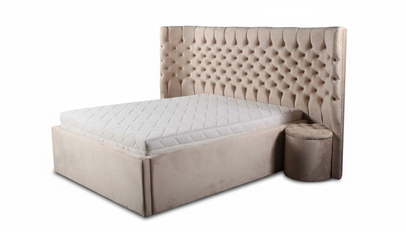 Beiges Chesterfield Doppelbett Moderne Schlafzimmer MÃ¶bel Luxus Betten