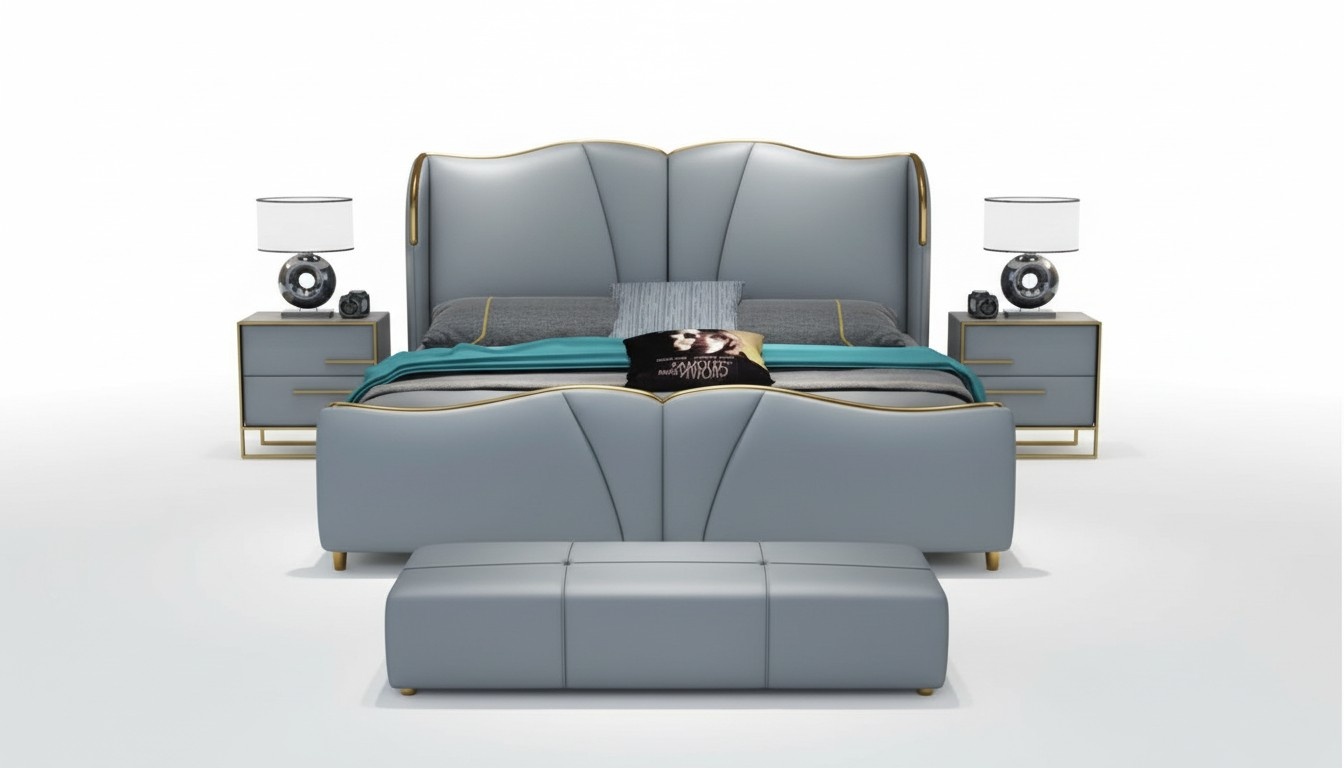Bett 2x Nachttisch 3 tlg. Schlafzimmer Set Design MÃ¶bel Modern Luxus Betten Neu
