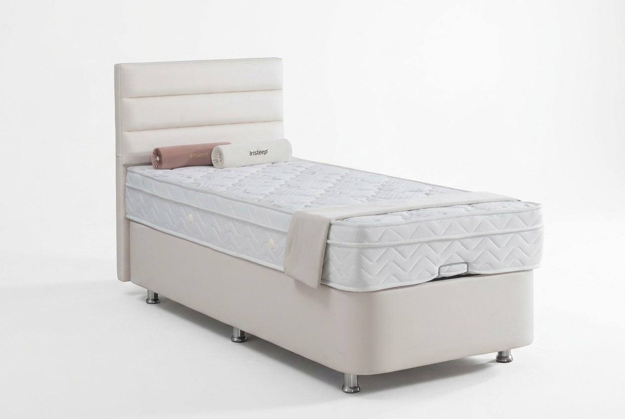 Bett Beige Einzelbett Metall Modern Schlafzimmer Betten MÃ¶bel 120x200