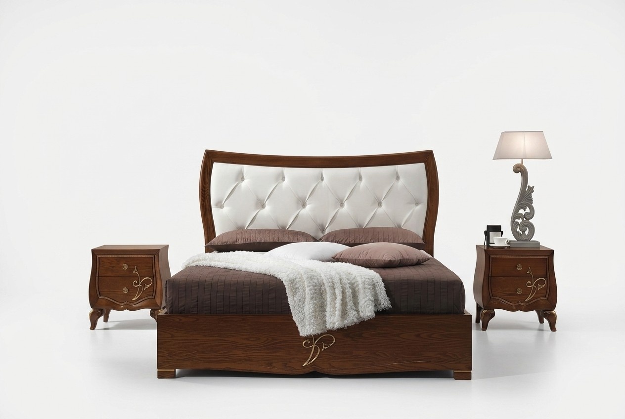 Bett Betten Bettrahmen Holz Doppel Schlafzimmer Braun Modern Doppelbett