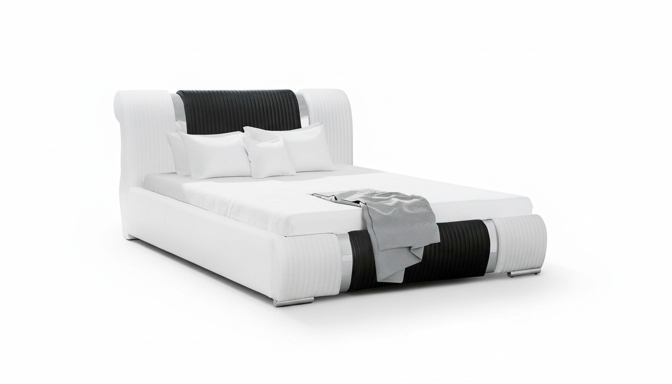 Bett Bettrahmen Doppelbett Betten Ehebett Polsterbett Chromleiste MÃ¶bwel WeiÃ