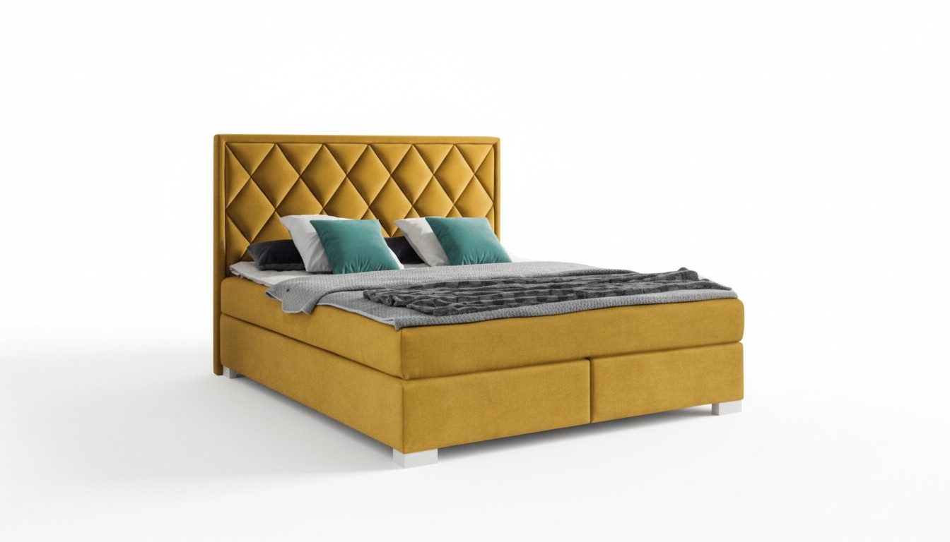 Bett Textil Schlafzimmer Design MÃ¶bel Modern Luxus Betten 180x200 gelbe samt neu