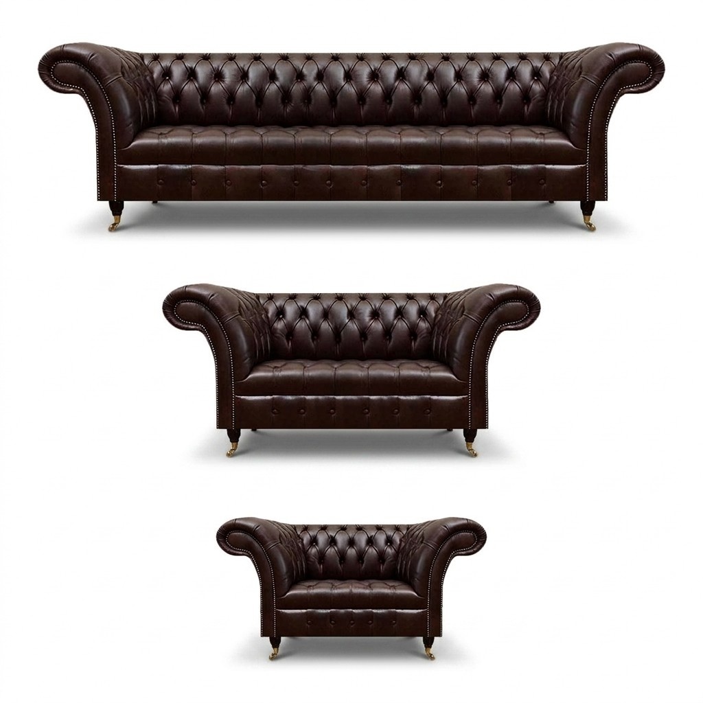 Braune Chesterfield Ledercouchen Designer Dreisitzer Viersitzer Sessel