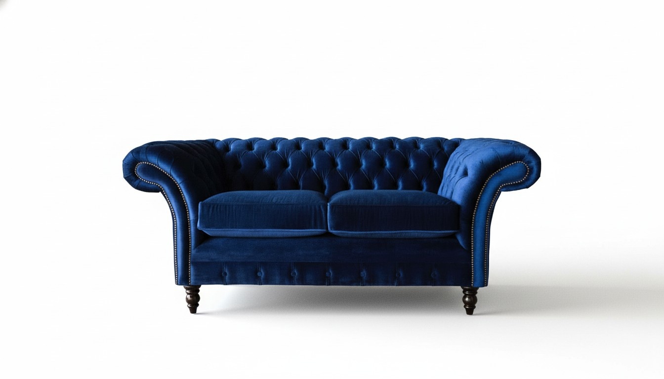 Chesterfield BÃ¼ro SitzmÃ¶bel Einrichtung Sofa Couch 2 Sitz Textil Blaue
