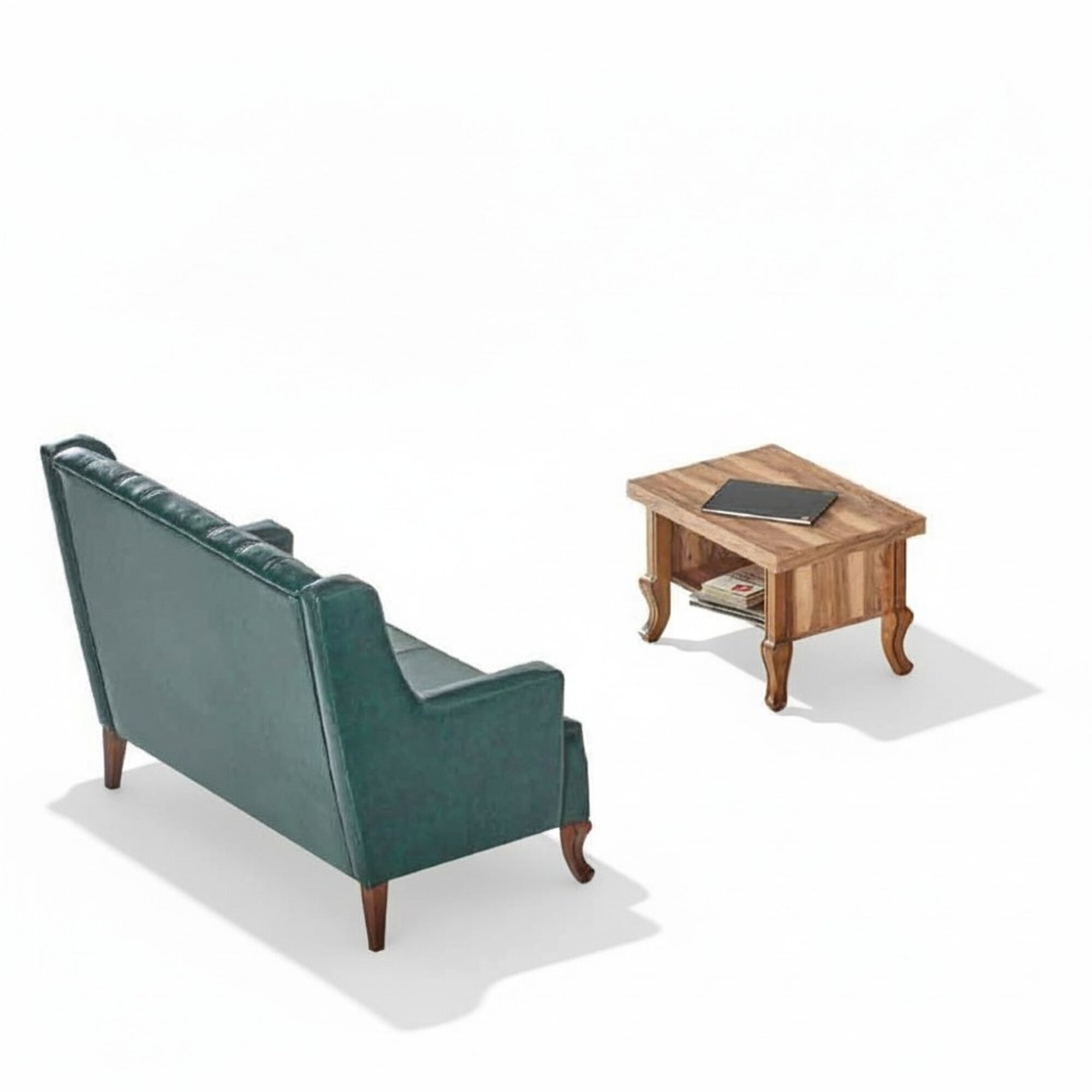 Chesterfield GrÃ¼n Sofa 3-Sitzer Braun Couchtisch Rechteckig Klassisch Set
