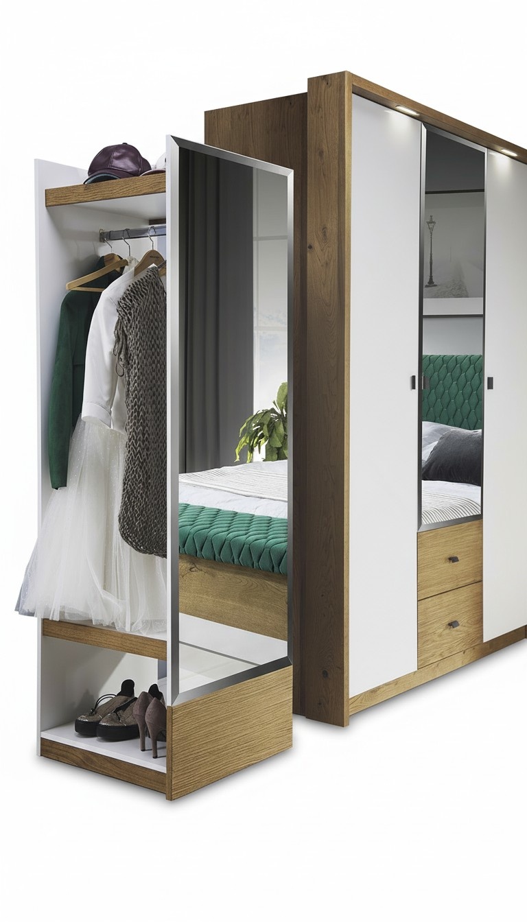 Garderobe Spiegel Schrank Schlafzimmer Schwebe TÃ¼ren 55 cm Kleider SchrÃ¤nke neu