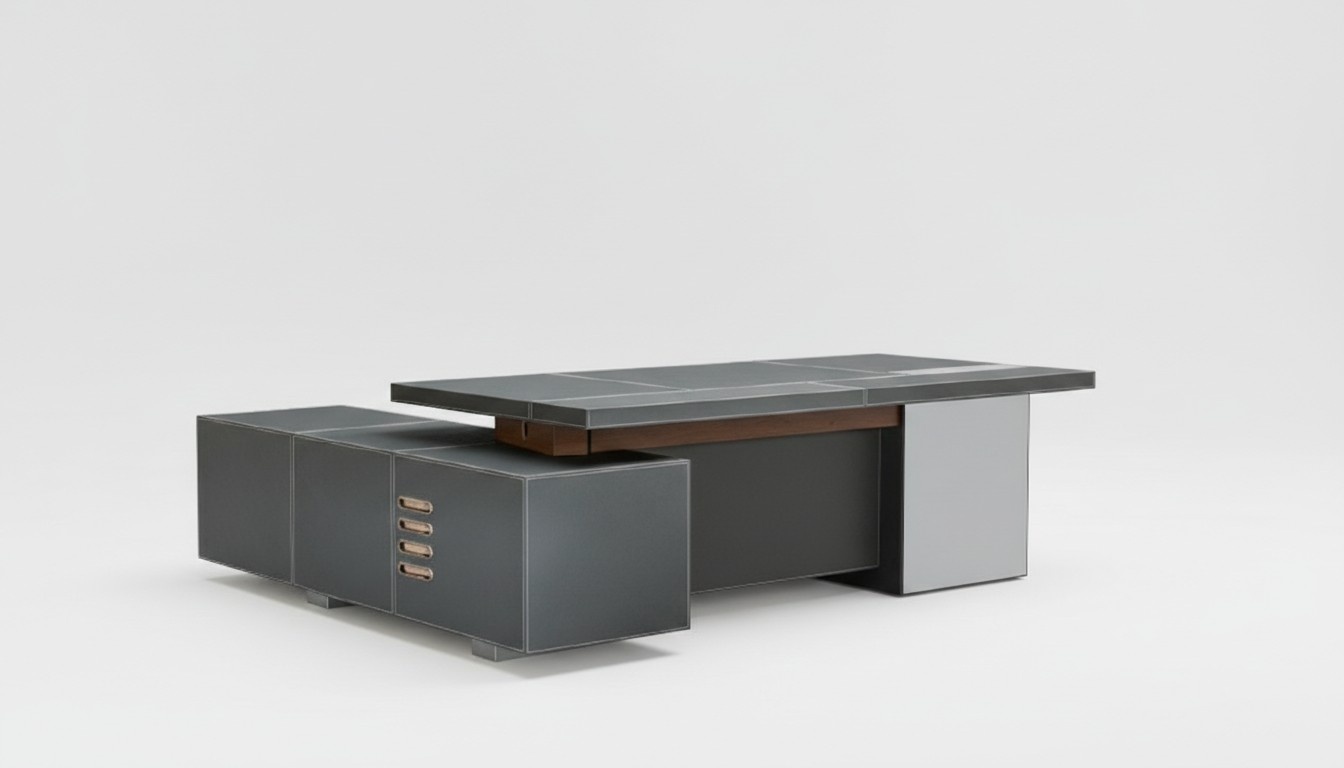 Design BÃ¼ro MÃ¶bel Einrichtung Schreibtisch Eck Tisch Boss Leder Holz