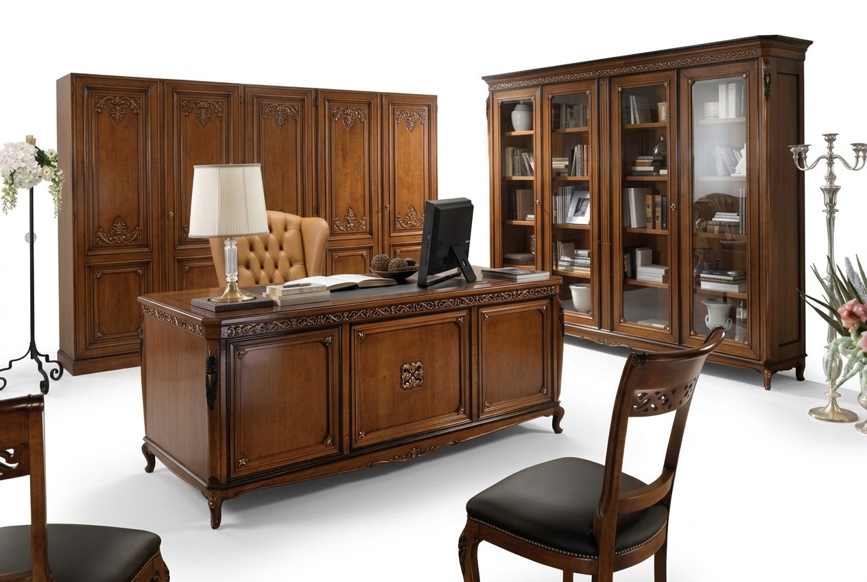 Design BÃ¼ro Tisch Schreibtisch Sessel Einrichtung tisch Stuhl 2tlg. Massivholz