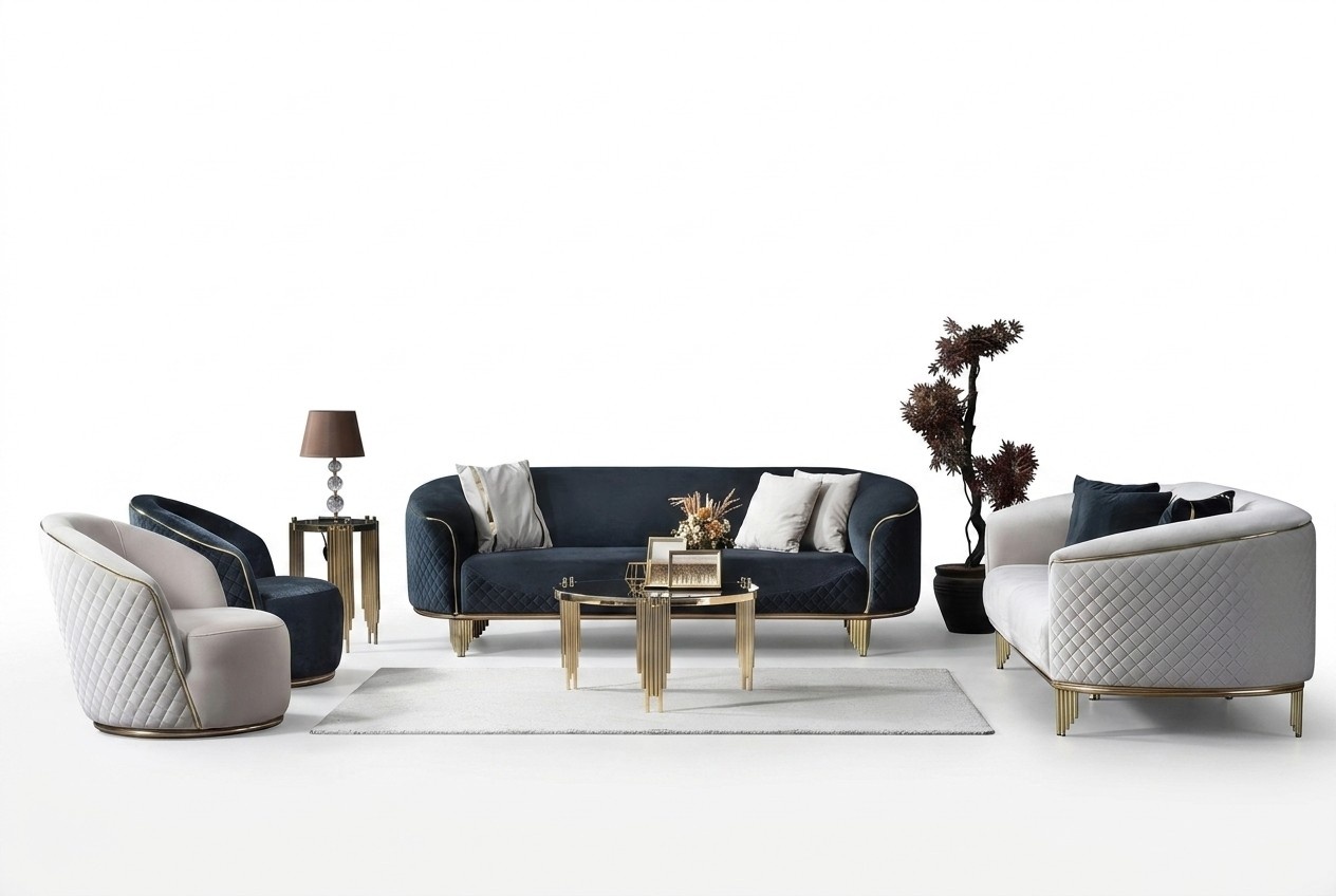 Designer Sofa Set 4tlg Wohnzimmer Sofas 3 Sitz Couch Sessel Modern Design
