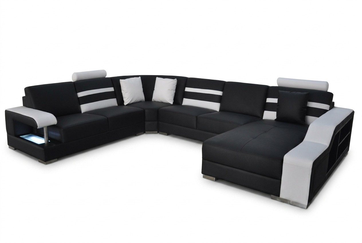 Eck Sofa mit USB Polster Sitz Leder Couch Sofas Couchen Garnitur Wohnlandschaft