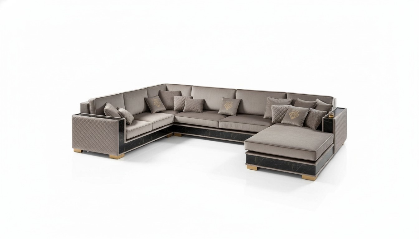 Ecksofa U-Form Sofa Couch Design Polster Textil Sofas Sitz MÃ¶bel Wohnlandschaft