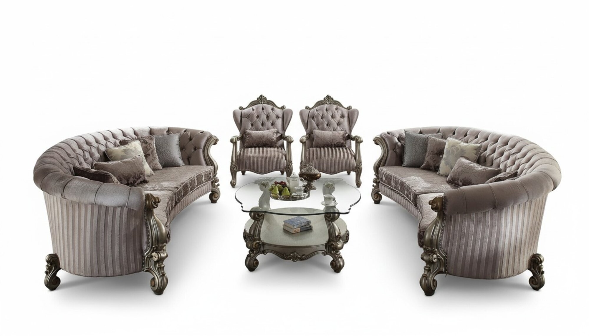 Einzigartiger Satz Chesterfield Luxus MÃ¶bel 4tlg. 2x rundes Sofa + 2x Sessel
