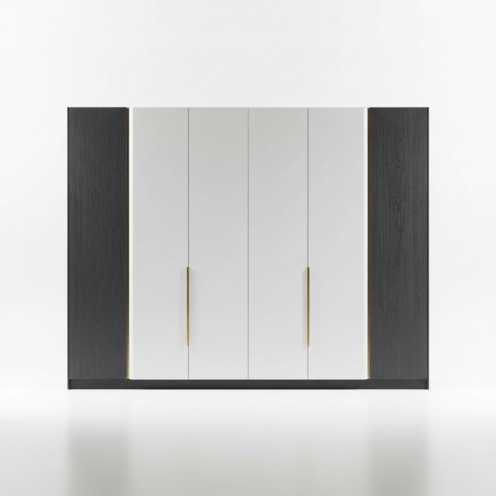 Eleganter schwarzer Kleiderschrank aus Holz im modernen Design