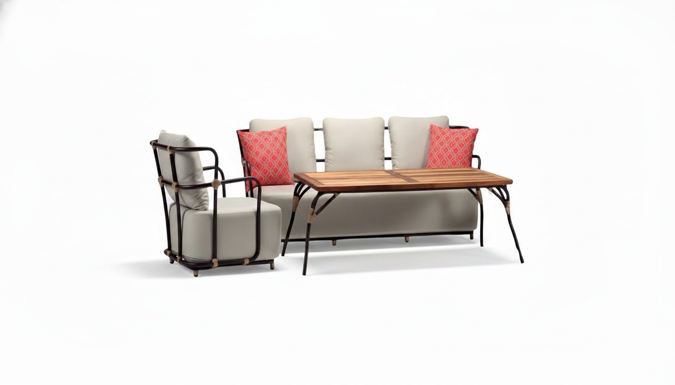 GartenmÃ¶bel Sofagarnitur RattanmÃ¶bel Terrasse Set Outdoor Lounge Balkon 3tlg.
