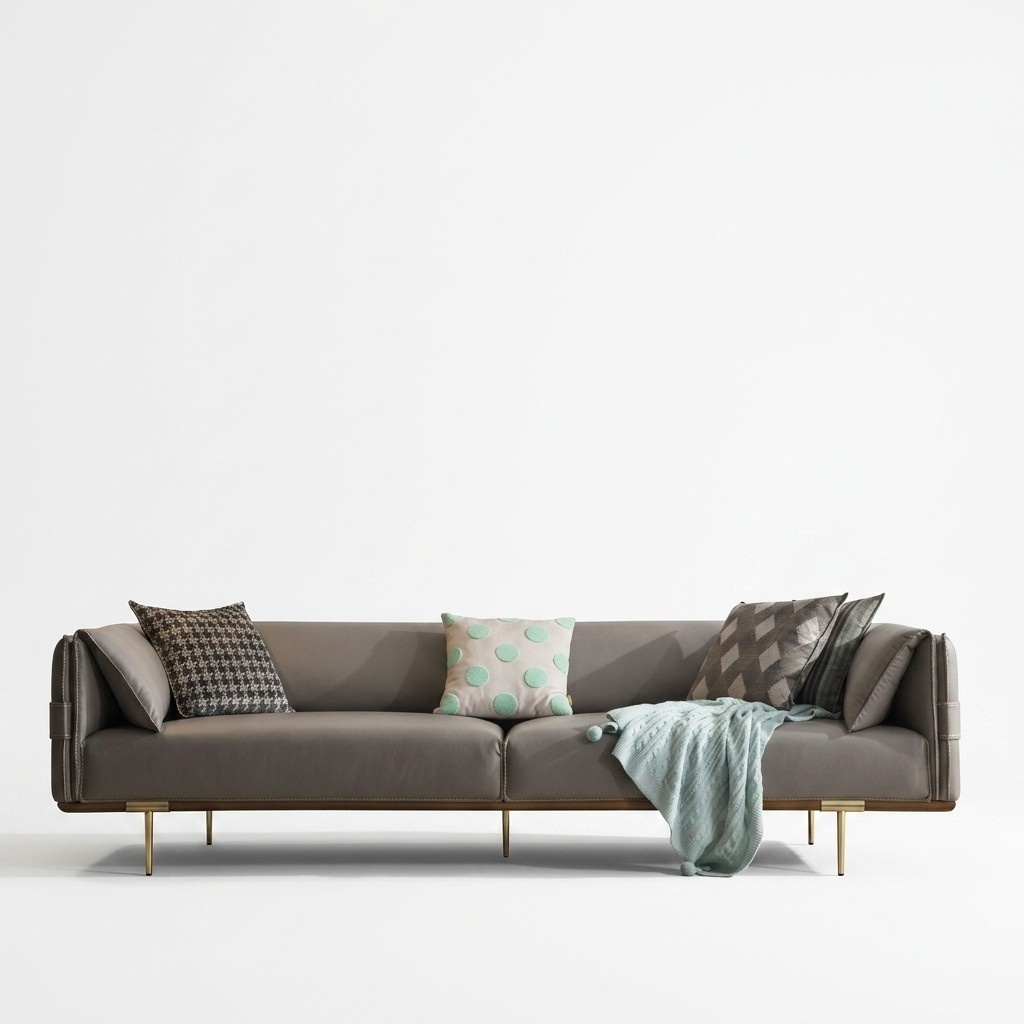 Graues Edelstahlsofa Wohnzimmer 3-Sitzer Polstercouchen Textilsofas Neu