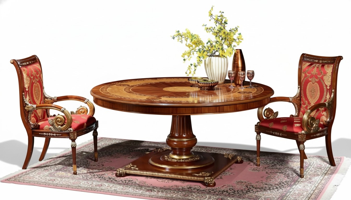 Italienische Designer MÃ¶bel Tisch Ess Zimmer Esstische Rund Braun Tische Neu