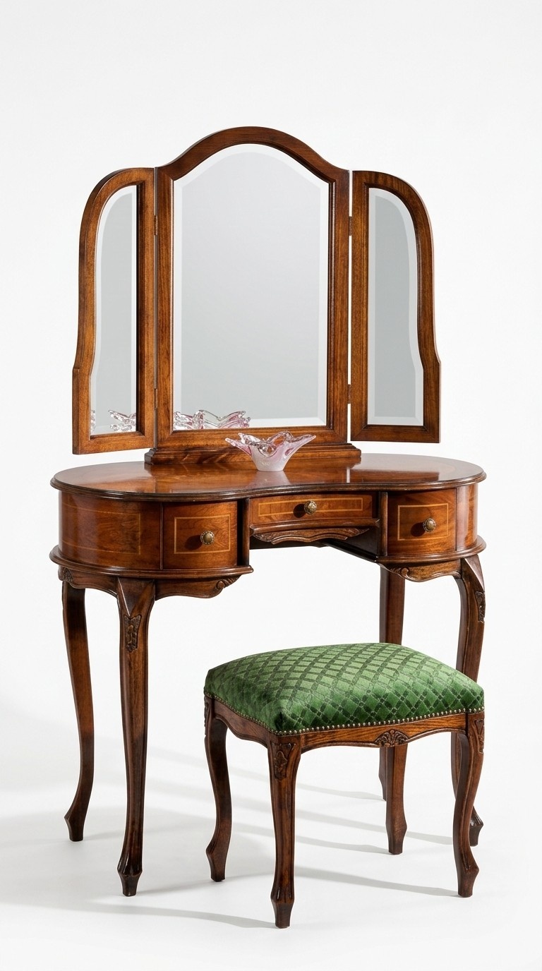 Italienische MÃ¶bel Holz 2tlg Luxus Schminktisch Hocker Barock Schlafzimmer MÃ¶bel