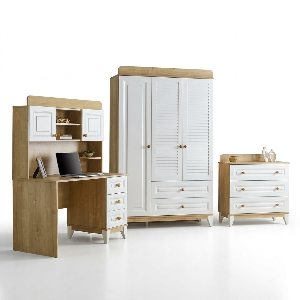 Kinderzimmer Set Kleiderschrank Kommode Schreibtisch funktionale MÃ¶bel