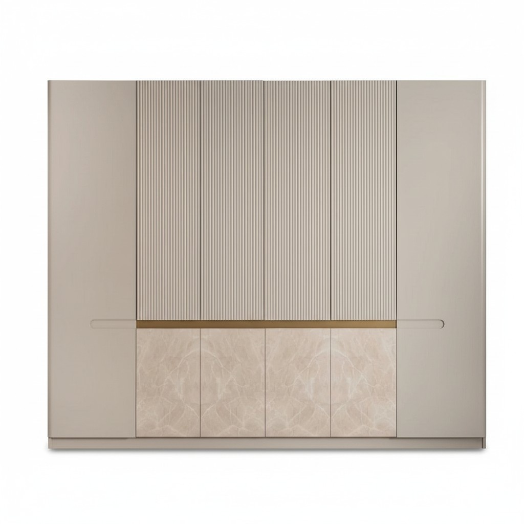 Kleiderschrank Holz Beige Elegant Modern