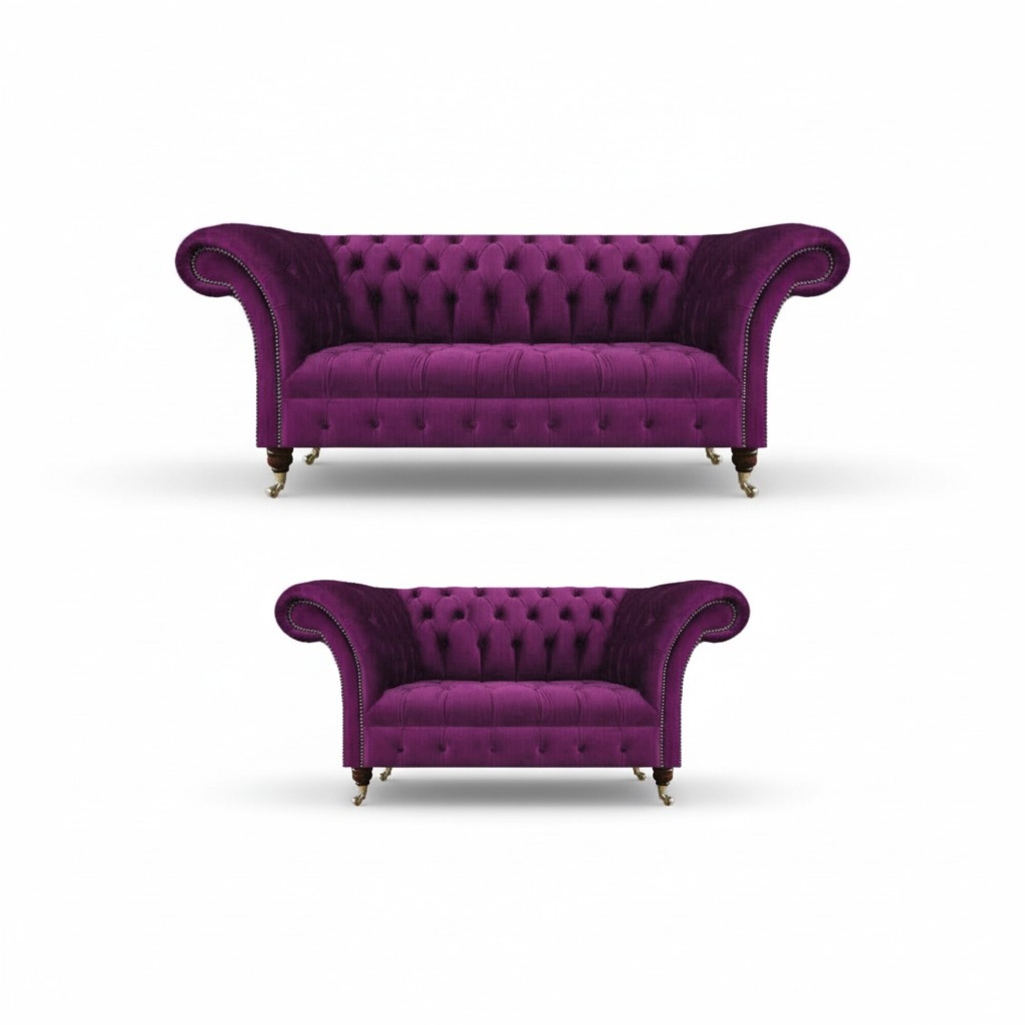 Lila Chesterfield Sofas Couchen 2tlg Wohnzimmer Luxus Textil MÃ¶bel Polstersofa