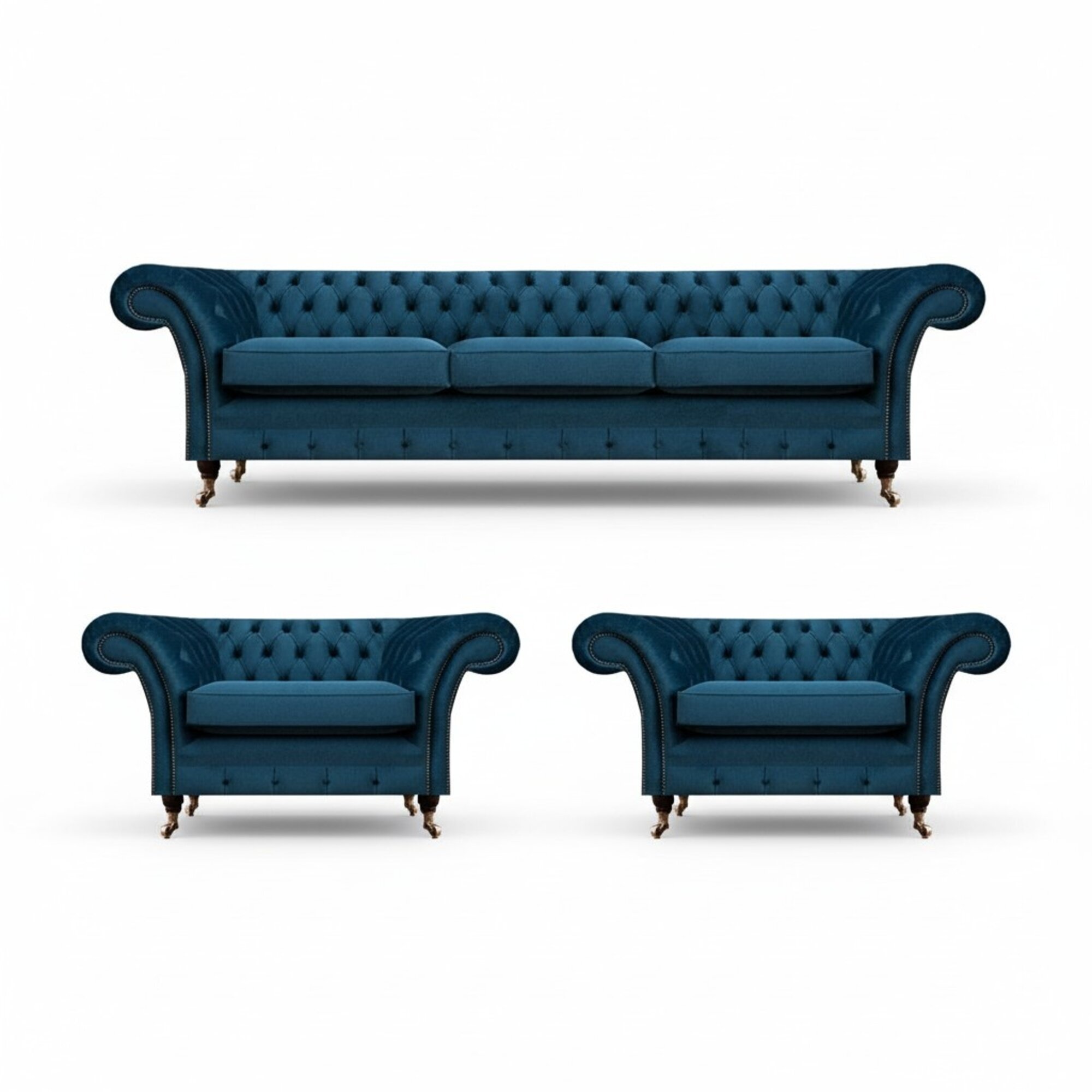 Luxus Blau Wohnzimmer Set Chesterfield Einrichtung PolstermÃ¶bel Sofas Textil