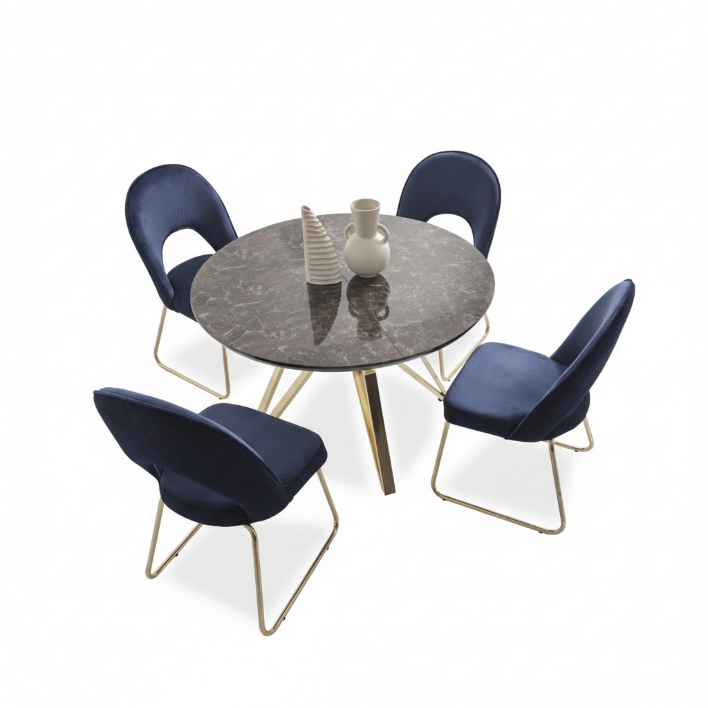 Luxus Esszimmer set Esstisch 4x StÃ¼hle Textil Essgruppe Modern Garnitur Neu