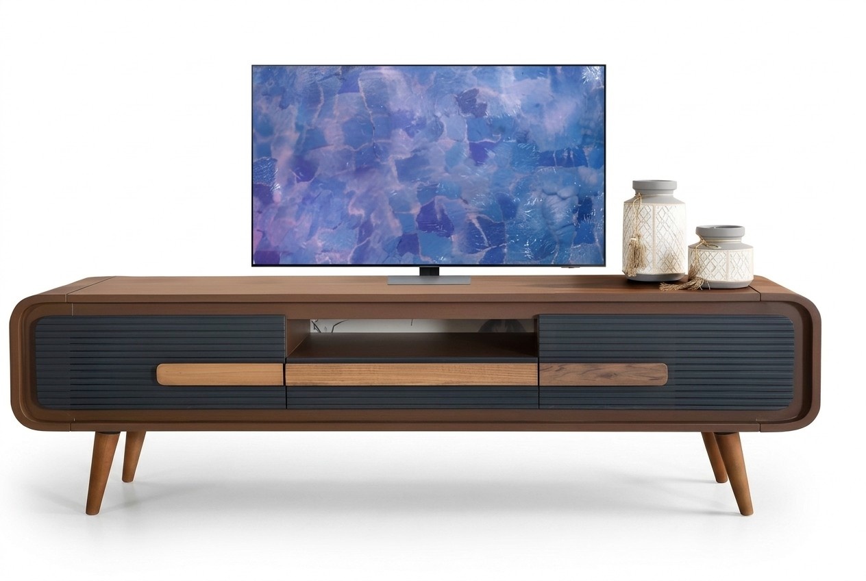 Medienkonsole mit abgerundeten Kanten, geriffelter OberflÃ¤che der Schubladen