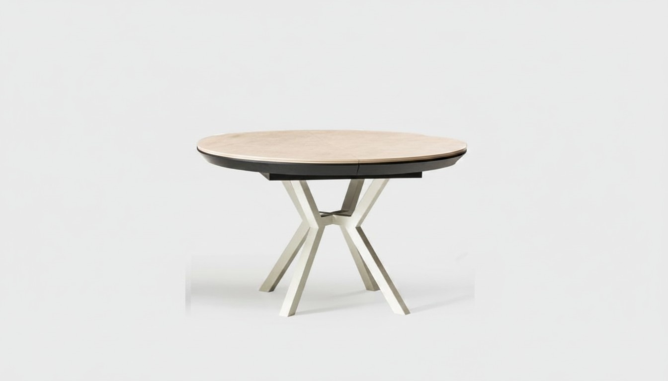 Modern KÃ¼chentisch Esszimmertisch Ausziehbarer Runder Holz Beige Tisch
