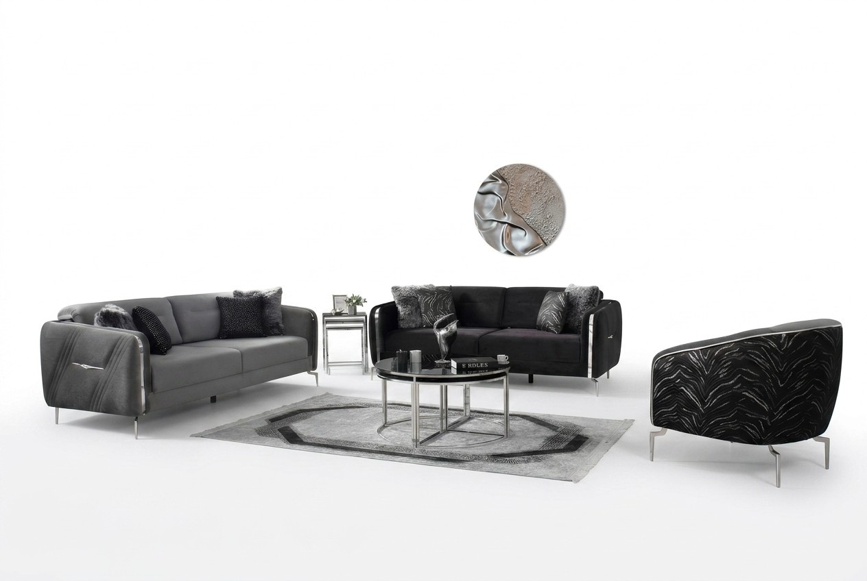 Modern Sofa Set 3 tlg Wohnzimmer Luxus Sofagarnitur 3+3+1 Sitzer MÃ¶bel