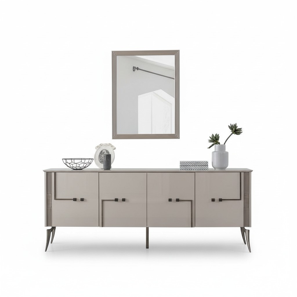 Moderner Esszimmer Set Designer Sideboard 4-tÃ¼rig Luxus Spiegel 2tlg