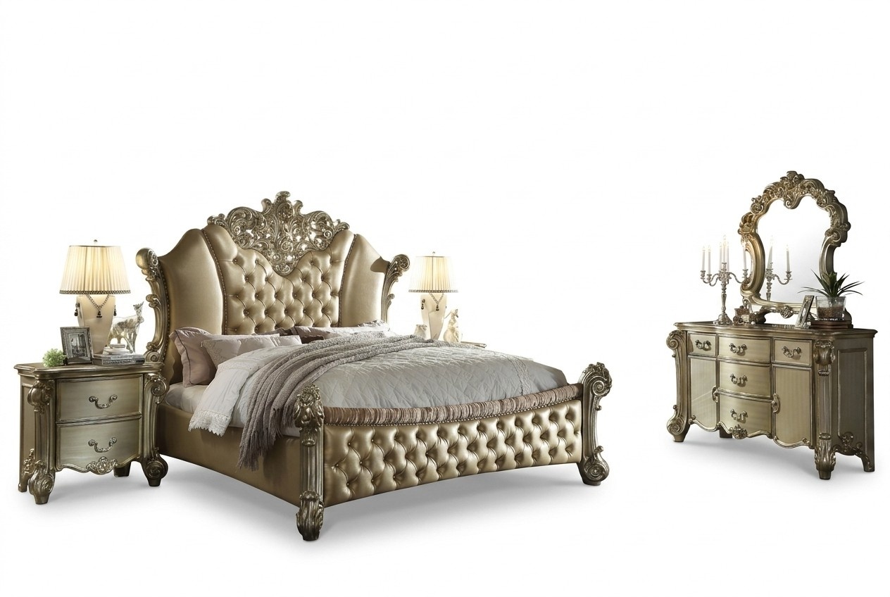 MÃ¶bel 5tlg. Set Bett + 2x Nachttisch + Kommode + Spiegel Schlafzimmer