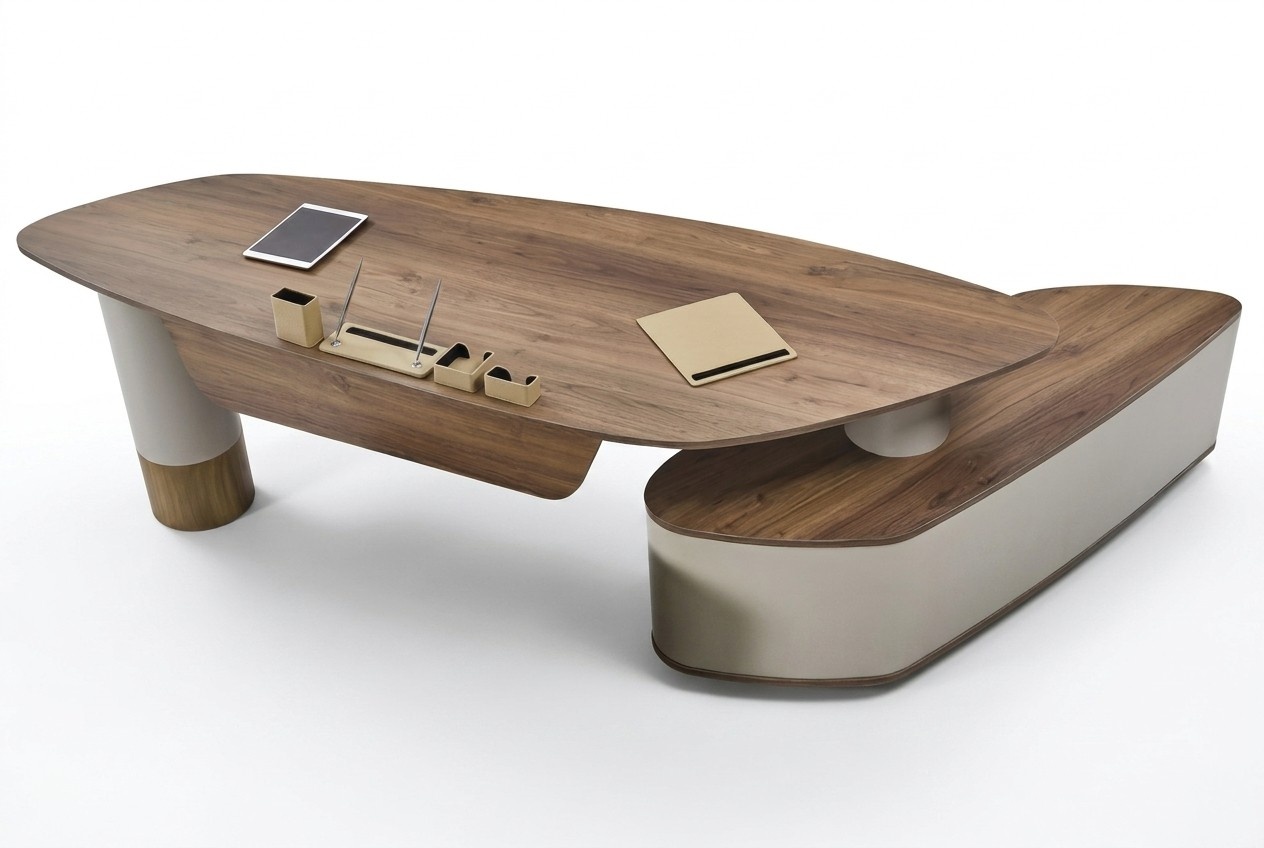 Ovaler BÃ¼ro Schreibtisch Design Eckschreibtisch MÃ¶bel Tische Beige Einrichtung