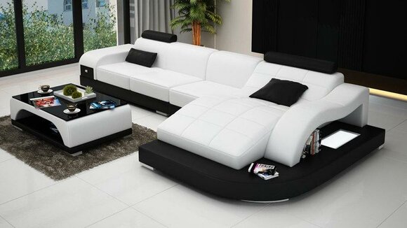 Ecksofa Couch Polster Eckgarnitur Wohnlandschaft Eckcouch Design Sofa PHM3375
